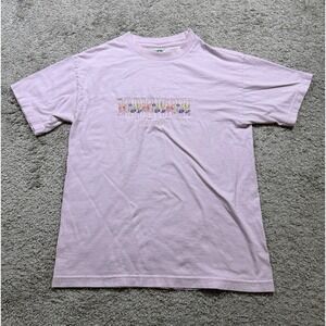 New‎ Orleans Bourbon Street Pink Shirt Embroidered Floral Spellout Mardi Gras M